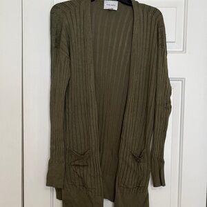 Pink Rose Ribbed Olive Cardigan Sweater